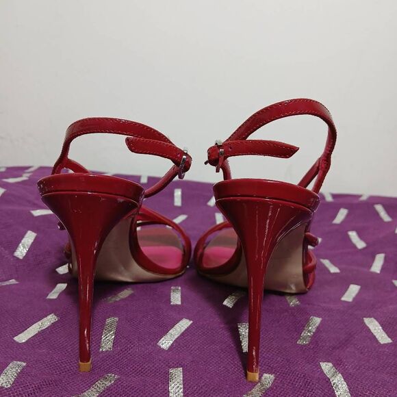 Le silla womens size 38 us 6.5 maroon slingback pump stiletto sandals Italian - Picture 5 of 8
